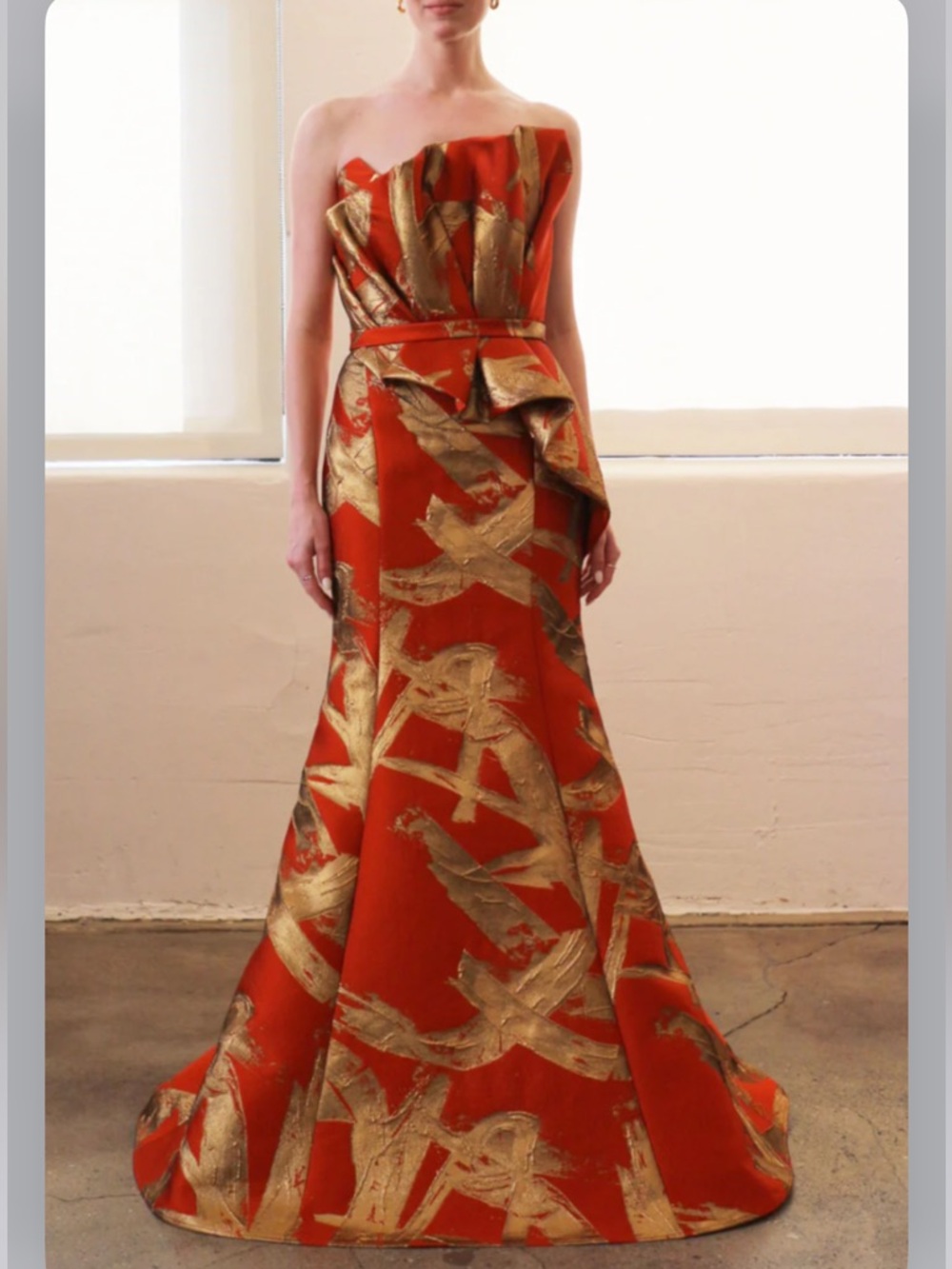 Amsale Pleated Jacquard Gown size 8